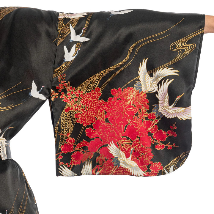 Žeriav -dlhé hodvábne kimono 