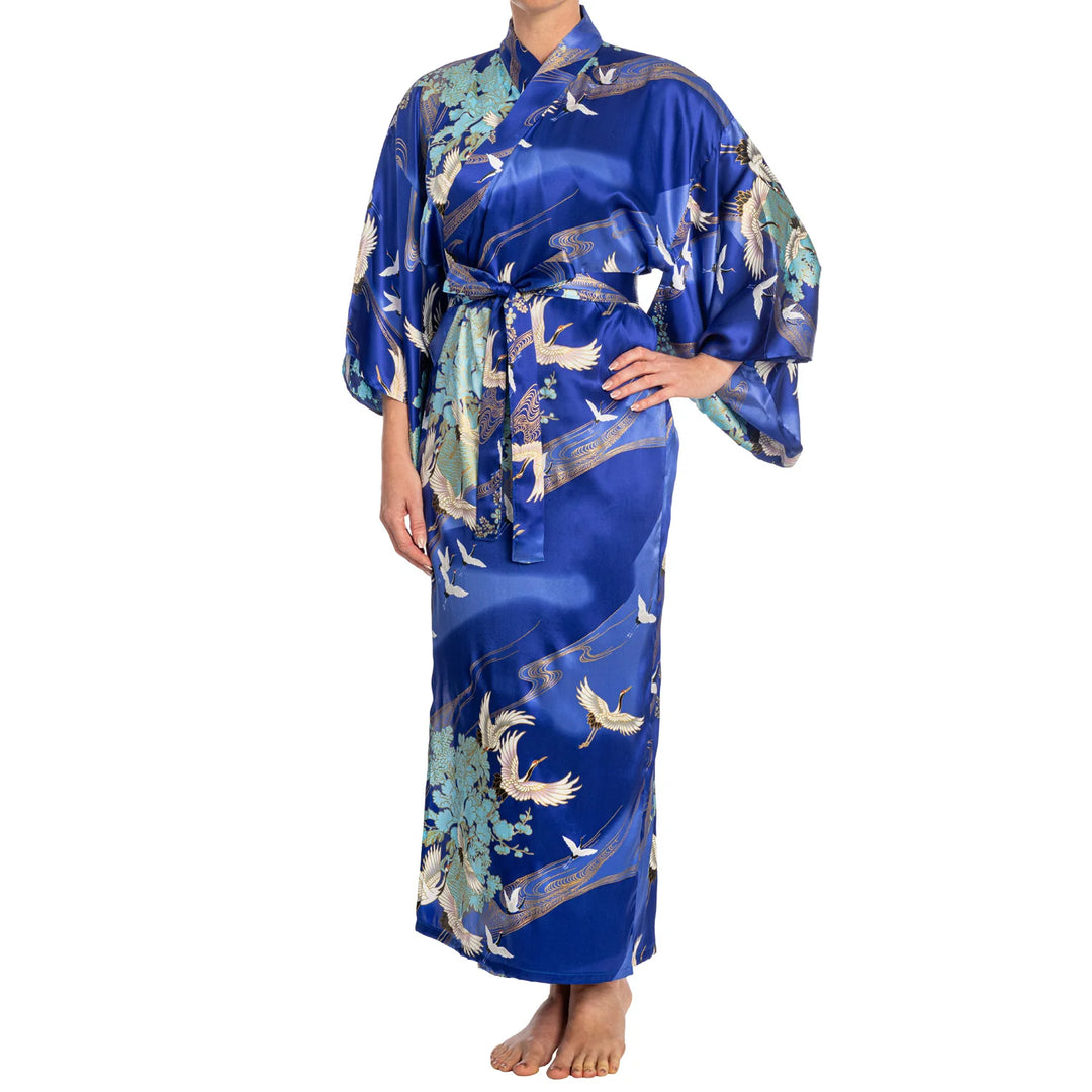 Žeriav -dlhé hodvábne kimono 