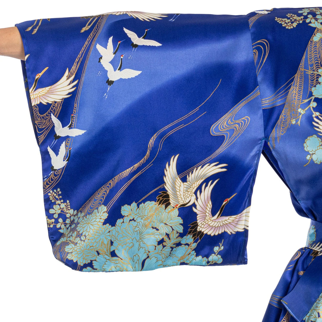 Žeriav -dlhé hodvábne kimono 