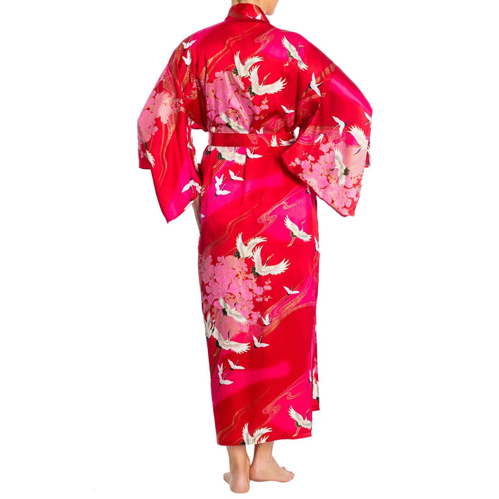Žeriav -dlhé hodvábne kimono 
