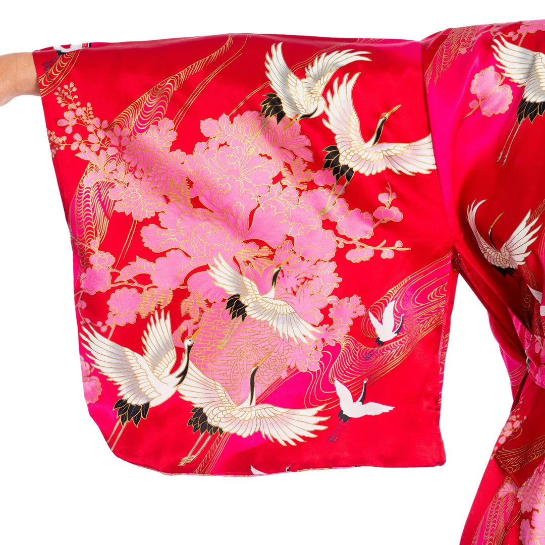 Žeriav -dlhé hodvábne kimono 