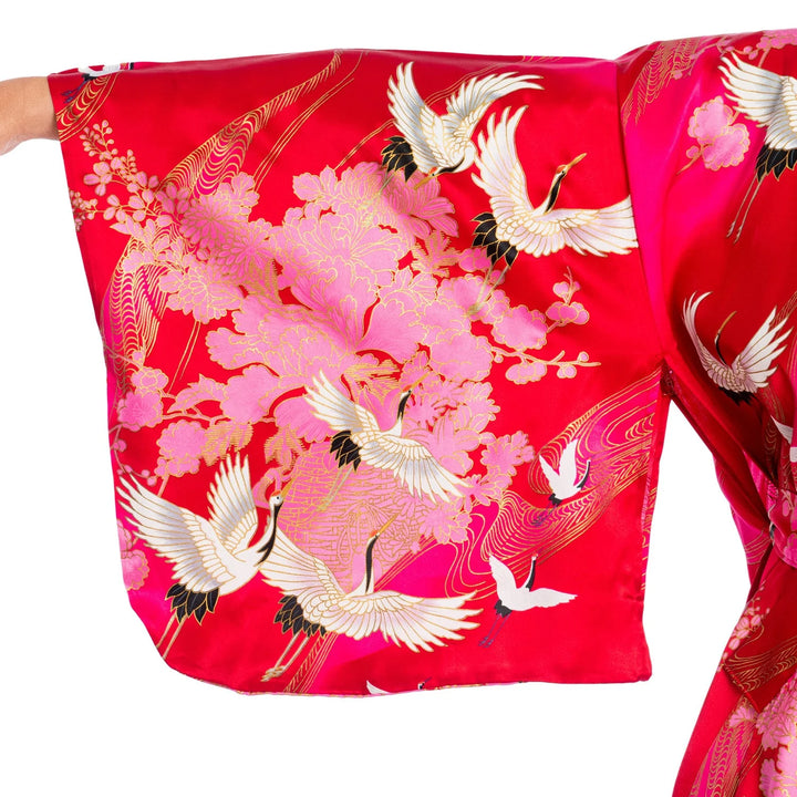 Žeriav -dlhé hodvábne kimono 