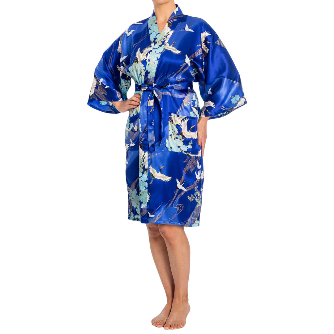 Kranich Kurzer Seidenkimono