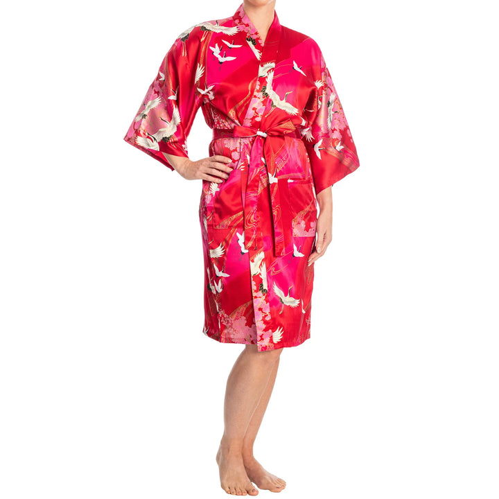 Kranich Kurzer Seidenkimono