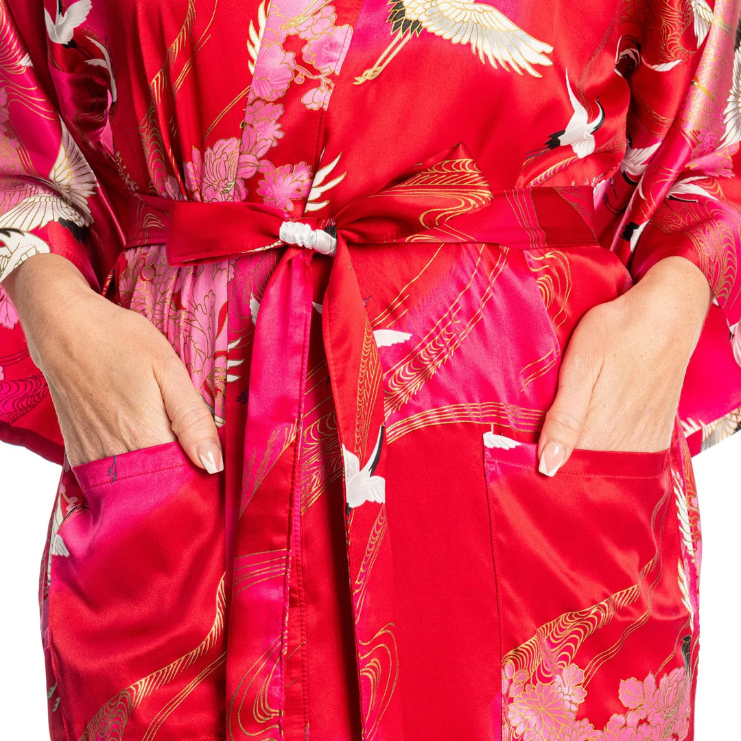 Kranich Kurzer Seidenkimono