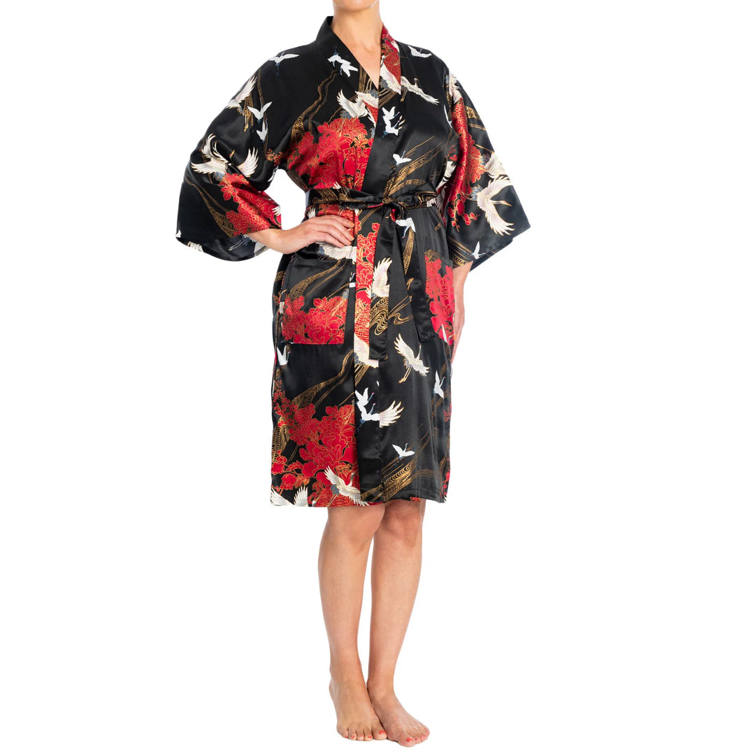Kranich Kurzer Seidenkimono