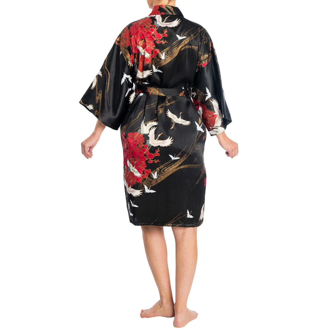 Kranich Kurzer Seidenkimono