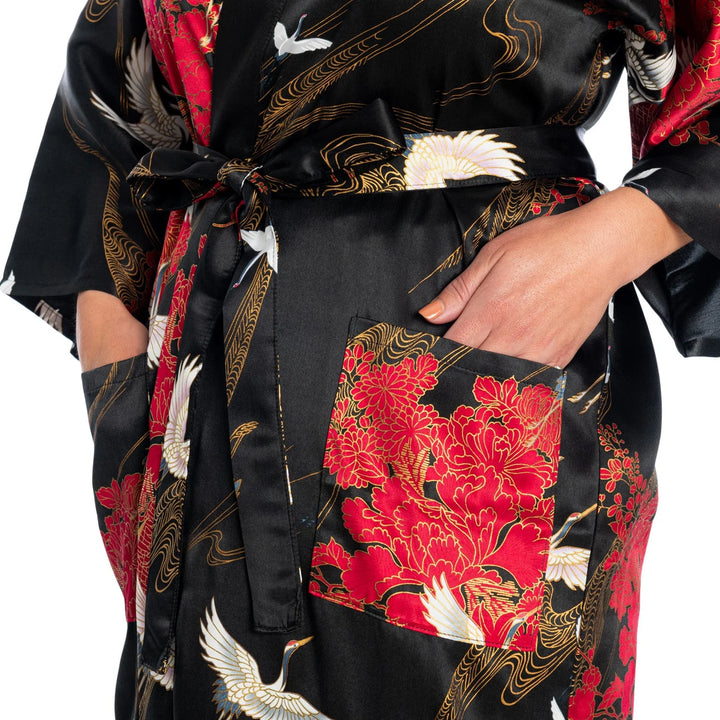 Kranich Kurzer Seidenkimono
